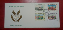 1990 RAWANDA FDC COVER WITH STAMPS ANNIVERSARY RAWANDA PEOPLE WORKING - Covers & Documents
