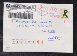 Brazil Brasil 2000 Registered Uprated Meter Cover R Stamp Rio To RIO CLARO - Covers & Documents