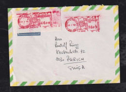 Brazil Brasil 1983 Meter + Label Airmail Cover RUDOLFO PINHEIRO X ZÜRICH Switzerland - Cartas & Documentos