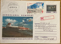 ROMANIA 2001, STATIONERY, ILLUSTRATE, REGISTER COVER USED, 1999, EUROPA STAMP, AIRPLANE, CAMPULUNG MOLDOVENESC CITY CANC - Storia Postale