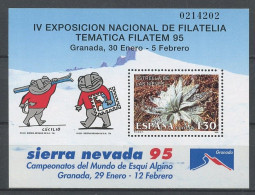 ESPAGNE 1995 Bloc N° 62 ** Neuf MNH Superbe C 3 € Filatem Sierra Nevada Championnats Du Monde De Ski Alpin Grenade Fleur - Blocs & Hojas