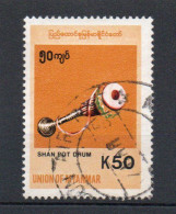 - BIRMANIE / UNION OF MYANMAR N° 255 Oblitéré - 50 K. Série Courante 1999 (instrument De Musique) - Cote 35,00 € - - Myanmar (Burma 1948-...)