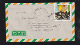 Brazil Brasil 1974 Airmail Cover FLORIANOPOLIS X Bad Oeynhausen 1x 2,5cr Imigracao Italiana Stamp - Storia Postale