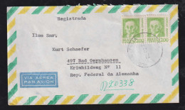 Brazil Brasil 1974 Registered Airmail Cover FLORIANOPOLIS X Bad Oeynhausen 2x 2cr Castello Branco - Lettres & Documents