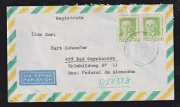 Brazil Brasil 1974 Registered Airmail Cover FLORIANOPOLIS X Bad Oeynhausen 2x 2cr Castello Branco - Covers & Documents
