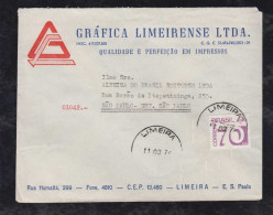 Brazil Brasil 1976 Cover 70Cts LIMEIRA X SAO PAULO Advertising Grafica Limeirense - Covers & Documents