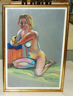 ARTISTE COTE AQUARELLE SIGNE RAYMOND BÉTAR (1929-2017) FEMME NUE 1992 ENCADREE - Aquarel