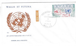 WALLIS ET FUTUNA FDC De 1985   40e ANNIVERSAIRE DE L'ONU - Brieven En Documenten
