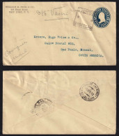 Brazil Brasil 1912 PAQUEBOT Rio De Janeiro Stationery Envelope USA 5c Consignees Letter To SAO PAULO - Briefe U. Dokumente