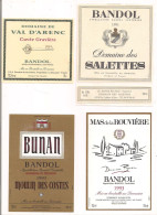 Etiquettes BANDOL: Val D'Arenc, Domaine Des Salettes 1991,Moulin Des Costes 1993,mas De La Rouvière 1993 - - Rosés