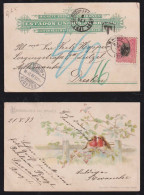 Brazil Brasil 1899 Picture Postcard MADRUGADA 100R Perf. 8,5 SOROCABA X DRESDEN Postage Due - Cartas & Documentos