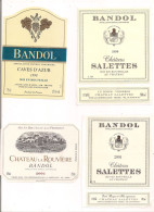 Etiquettes BANDOL: Caves D'Azur 1998, Château Salettes 1999 Et 2001, Château De La Rouvière 2001 - - Vino Rosado