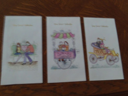 LOT DE 3 ILLUSTRATIONS DOUBLES .. "VIVE SAINT VALENTIN" (format 9 X 17) - Saint-Valentin