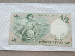 Israel-1/2 LIRA-WOMEN SOLIDER-(1958)-(rite Number From Black)-(63)-(686548-ר/1)-XXF-BANK NOTE - Israel