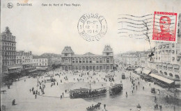 Bruxelles La Gare Du Nord Et Place Rogier  12-1-1914 - Chemins De Fer, Gares