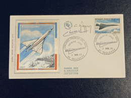 Enveloppe 1er Jour 1er Vol Concorde 1969 Signature Durrens  - REF-B1.353 - 1960-1969