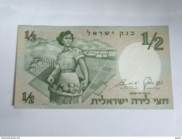 Israel-1/2 LIRA-WOMEN SOLIDER-(1958)-(rite Number From Black)-(70)-(955536-ק/2)-U.N.C-BANK NOTE - Israel