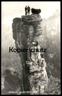 ALTE POSTKARTE KLETTERER AN DER WEHLNADEL WEHLEN KLETTERN AUF DEM BERG FELS ELBSANDSTEINGEBIRGE Climber Ansichtskarte AK - Wehlen