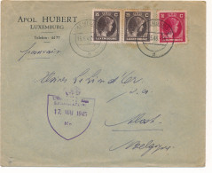 ENVELOPPE 45  CENSURE 17 MAI 1945  - APOL.HUBERT LUXEMBOURG  TO ALOST BELGIUM - Storia Postale