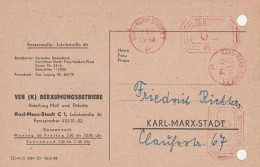 DDR Karte Mit 2 Postfreistempel Karl Marx Stadt 1960 Kennung Ar VEB Beräumungsbetriebe - Frankeermachines (EMA)