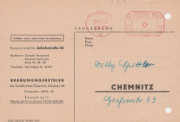 DDR Karte Mit Postfreistempel Chemnitz 1952 Kennung C Beräumungsbetriebe - Franking Machines (EMA)