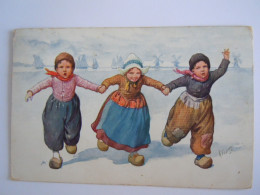 Cpa Kinderen In De Sneeuw Nederland Enfants Neige K. Feiertag B. K. W. I. 343-3 Gelopen 1929 - Feiertag, Karl