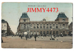 CPA - BRUXELLES - Gare Du Nord En 1914 ( Place Bien Animée ) Edit. Du Grand Bazar - Transport (rail) - Stations