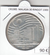 CR1985 MONEDA MALASIA 30 RINGGIT 1989 PLATA - Malaysia