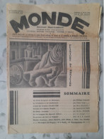Journal MONDE HENRI BARBUSSE 1929 ANDRE GIDE CHARLIE CHAPLIN ALSACE LORRAINE LES DEPORTES ITALIENS - Other & Unclassified
