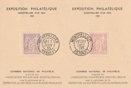 Bloc Au Type Sage De L Expostion  Philatelie Montpellier Mai 1939 - Briefmarkenmessen