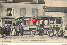 WW 18 NERONDES. Service Des Trains Renard Du Cheret Messageries. L'Autobus Devant Le Café Bourdeaux - Nérondes