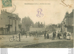 37 SEMBLANCAY. Arrivée De La Gare Attelage Et Cyclistes 1905 (minuscule Pli Coin Droit)... - Semblançay