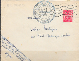 Lettre Lignes Ondulées EL Oued / Constantine 12-12 1955 Sur Timbre FM, 1e Bataillon Du 24eme R.I.C. - Guerra De Argelia