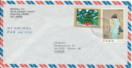 Japan Air Mail Cover Sent To Denmark 2-11-1993 Topic Stamps - Poste Aérienne