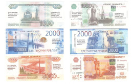 Anti-russia - Set 3 Banknotes 1000 2000 5000 Rubles 2023 UNC Soldier, Give Up! The Numbers Are The Same - Russia