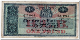 SCOTLAND,THE BRITISH LINEN BANK,1 POUND,1962,P.166a,F-VF - 1 Pound