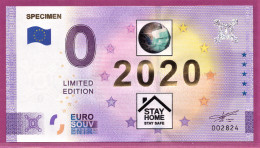0-Euro SPECIMEN 2020 Color Farbdruck STAY HOME 2020 Corona GOLDDRUCK - Private Proofs / Unofficial