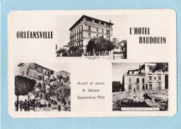 CPSM - ALGERIE - ORLEANSVILLE - L HOTEL BAUDOUIN  AVANT ET APRES LE SEISME - SEPTEMBRE 1954 - Chlef (Orléansville)