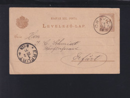 Ungarn Hungary Rumänien Romania GSK 1891 Oravita Oravicza Nach Erfurt - Cartas & Documentos