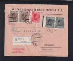 Jugoslawien Kroatien Croatia R-Brief 1930 Zagreb Nach Gütersloh - Cartas & Documentos