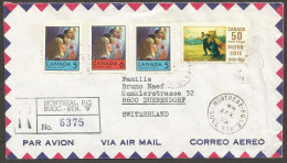 1969 Registered Cover 66c Suzor Cote/Xmas CDS Montreal Stn B PQ Quebec To Switzerland - Historia Postale