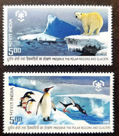 India 2009 Polar Regions And Glaciers Dolphins Polar Bear Stamps Set 2v Stamp MNH - Preservare Le Regioni Polari E Ghiacciai