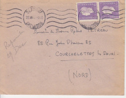 Lettre Obl. Krag Deauville Le 28 XII 45 Sur 1f Dulac X 2 N° 689 (Tarif Du 1° Mars 45) Pour Courchelettes Les Douai - 1944-45 Marianne De Dulac