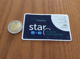 Ticket De Transport (bus, Métro) STAR - RENNES (35) "ticket Rechargeable" - Europe