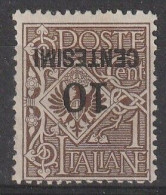 ITALY - 1923 Variety 10c On 1c Inverted Overprint - Ongebruikt