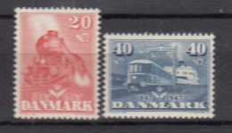 Denmark 1947 - Trains, Mi-Nr. 299, 300, MNH** - Unused Stamps