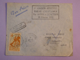 Z21  AOF SENEGAL BELLE  LETTRE  1953 DAKAR . 1ER VOL DAKAR CASABLANCA MAROC  +15F +AFF.   INTERESSANT++ + - Cartas & Documentos