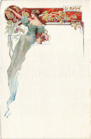 PC ARTIST SIGNED, LYON, LADY WITH FLOWERS AND FRUITS, Vintage Postcard (b50840) - Lion