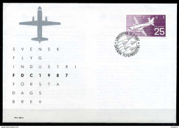 F0767)Schweden FDC 1427 Flugzeug - Storia Postale