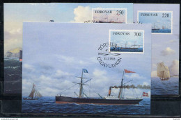 X0546)Faeroeer Maxi-Card  79/81 Dampfschiffe - Färöer Inseln